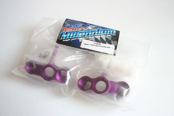 Fastrax Purple Aluminium Front Knuckle Arms For Hobao Hyper 7 (PBS) - FTHB05