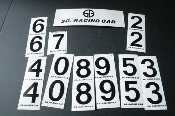 Vintage SG Racing Car Sticker Sheet / Car Number Sheets