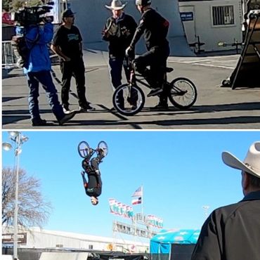 BMX Trickstars performing at the San Antonio stock show and rodeo.