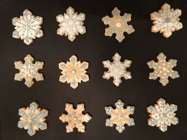 Sparkly ivory and wedgewood blue cookies for the holidays!