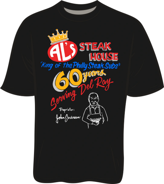 Al's Steak House - 60 years by Donnie Strother T-shirt in BLACK