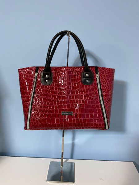 Faux Red Crocodile Leather Purse