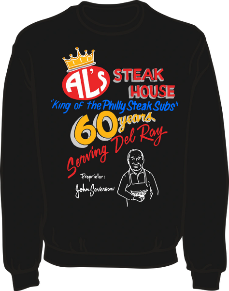 Al's Steak House - 60 years by Donnie Strother Sweatshirt in BLACK