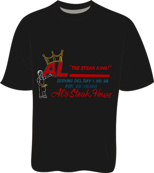 Al's Steak House - Steak King by Donnie Strother T-shirt in BLACK