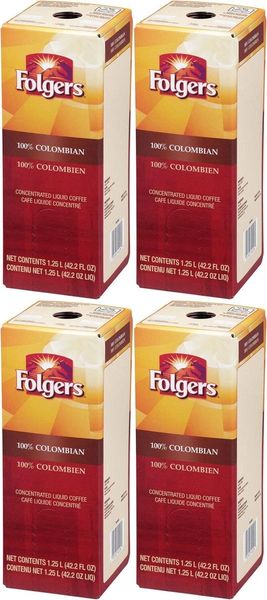 Folgers 1.25 Liter 100% Colombian Liquid Coffee Concentrate (Four Boxes)