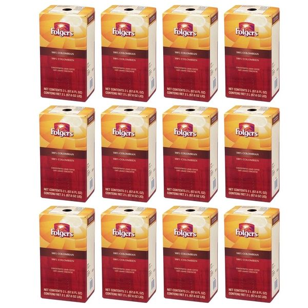 Folgers 2 Liter 100 Colombian Liquid Coffee Concentrate (Twelve Boxes)