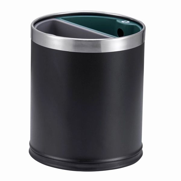 Hotel Bedroom Recycling Bin with Plastic Inserts Black 9L