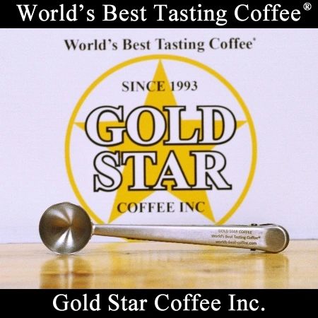 Gold Star Coffee Silver Coffee Scoop & Clip