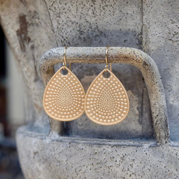 Matte Gold Textured Teardrop Earrings