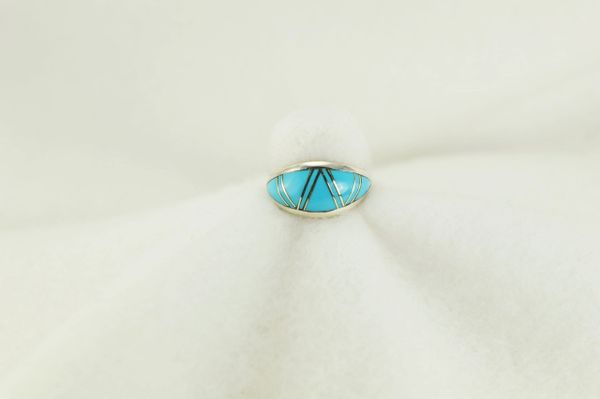 Sterling silver turquoise inlay ring. R186