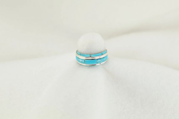 Sterling silver turquoise inlay ring. R193