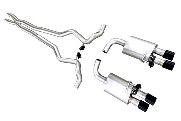 lth long tube headers s550 ford mustang cat back exhaust system w quad tips for 2018