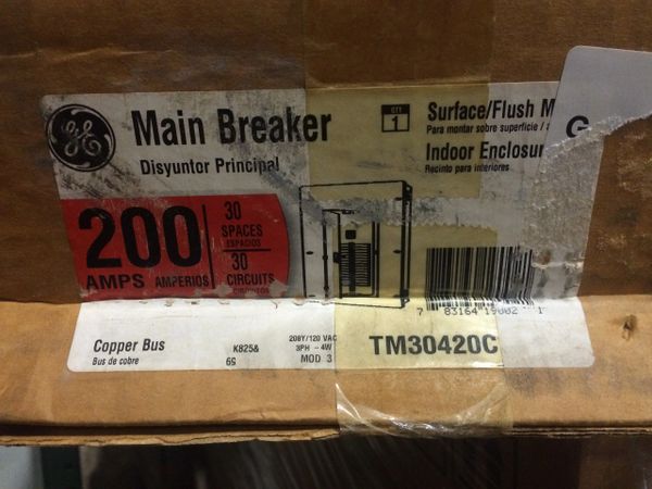 GE MAIN CIRCUIT BREAKER 200 AMP TM30420C NOS