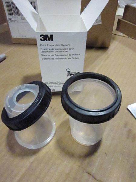 (2) 3M MINI PAINT PREPARATION SYSTEM CUPS & COLLARS 16115 NEW