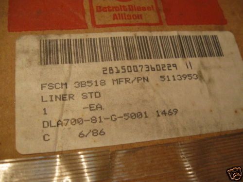 DETROIT DIESEL 71 SERIES CYLINDER LINER 5113953 NOS