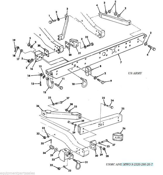 M998 REAR R.H. BUMPER MOUNTING BRACKET RCSK18531 NOS