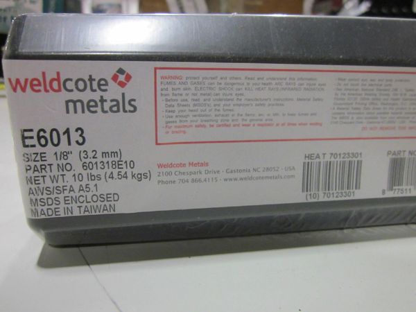BOX WELDCOTE METALS WELDING ELECTRODE 1/8" E6013 NEW