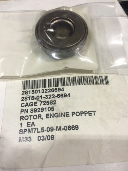 MTU, DETROIT ENGINE POPPET VALVE ROTOR 8929105 NOS