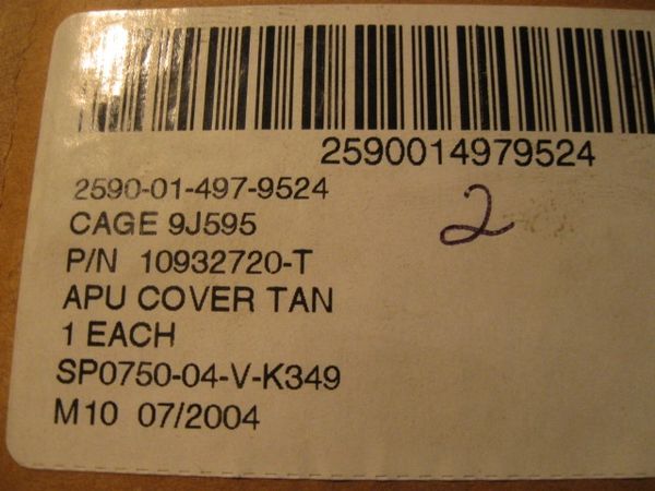 APU TAN PERSONNEL CARRIER VEHICLE COVER 10932720-T NOS