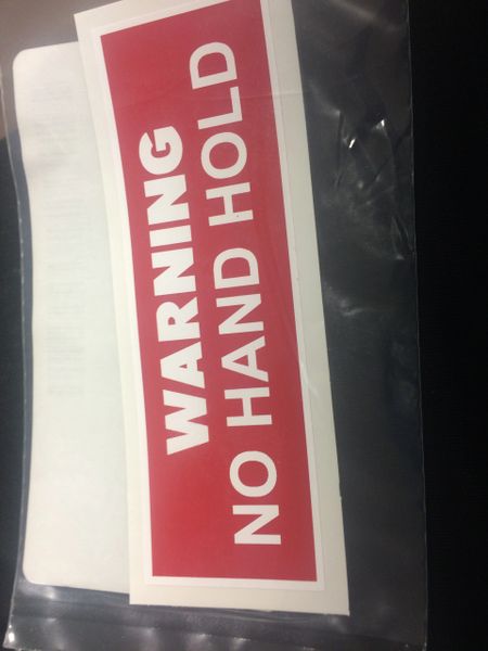 M998 "NO HAND HOLD" DECAL 12340814, 7690-01-204-7785 NOS