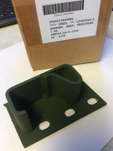 M998 TROOP SEAT L.H. SUPPORT BRACKET 12340542-1, 2540-01-394-9682 NOS