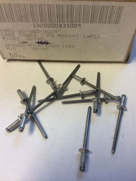 10 M998 BLIND RIVETS M24243/1-A403, 5320-00-083-5009 NOS