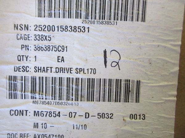 MRAP MAXXPRO PROPSHAFT INTERMED 3863875C91, 2520-01-583-8531 NOS