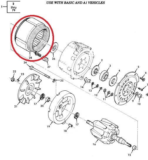 M998 ENGINE GENERATOR STATOR A020096282, 2920-01-310-9973 NOS