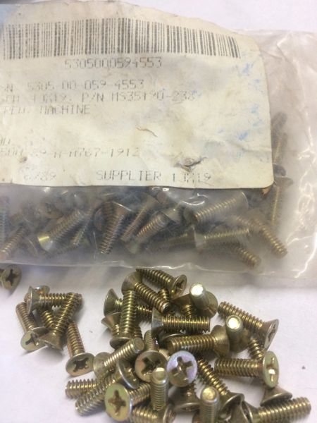 1 PKG OF 100 SCREWS #6 - 32, MS35190-238, 5305-00-059-4553 NOS