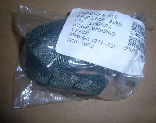 M998 HUMMER STOWAGE TRAY WEBBING STRAP 12340507-7, 53410-01-258-6158 NOS