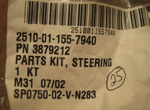 M880 STEERING SWAY ELIMINATOR PARTS KIT 3879212, 2510-01-155-7940 NOS