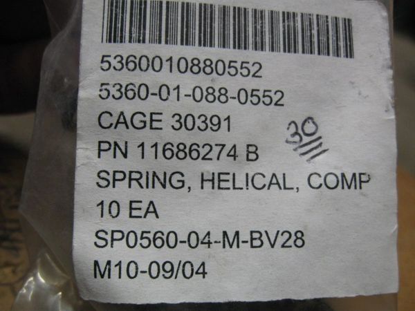 (10) M101 HELICAL SPRINGS 11686274, 5360-01-088-0552 NOS