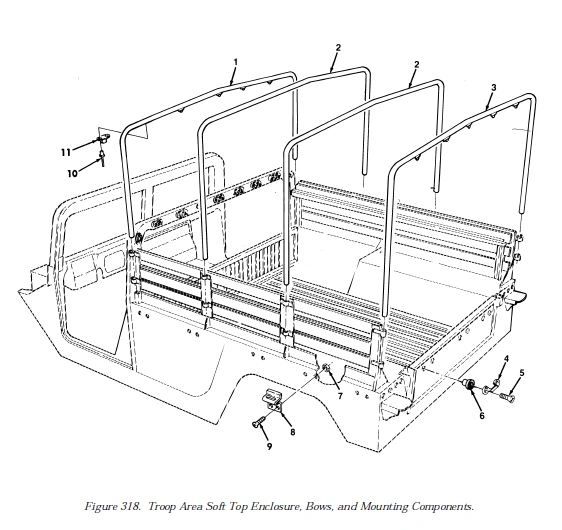 M998 TROOP AREA FRONT BOW 12340764-2, 2540-01-200-6611 NOS