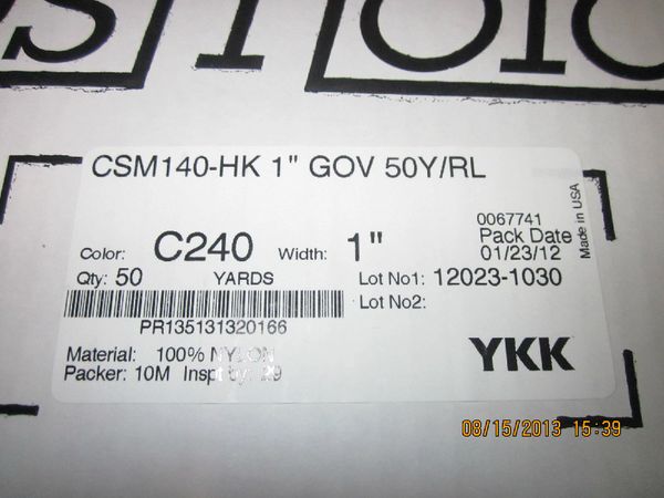 YKK HOOK & LOOP VELCRO NYLON FABRIC 1" WIDTH / 50 YDS / CSM140-HK / C240 NEW