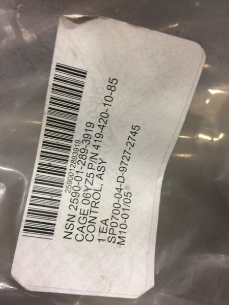 PUSH PULL CONTROL ASSEMBLY 419-420-10-85, 2590-01-289-3919 NOS ...