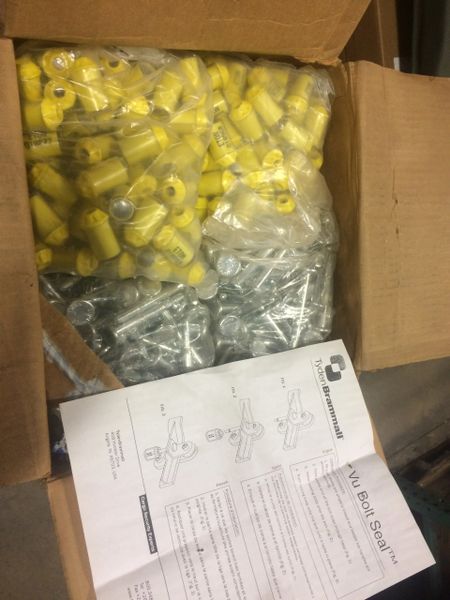 100 YELLOW TYDEN BRAMMALL VU HIGH SEURITY CARGO BOLT NEW