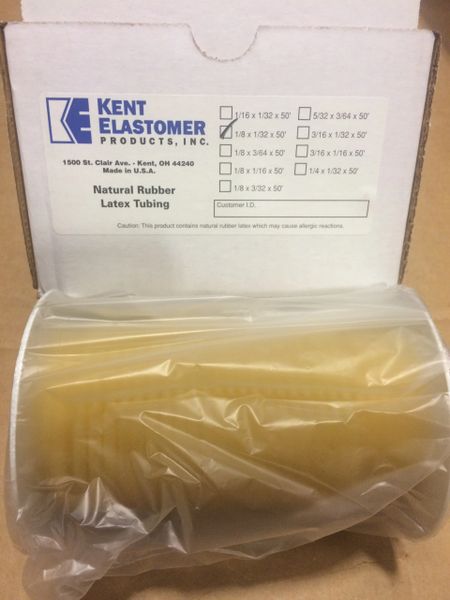 KENT ELASTOMER 1/8" X 1/32" X 50' LATEX RUBBER TUBING NOS