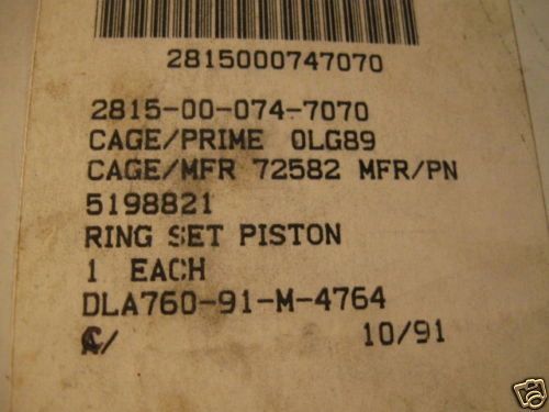 DETROIT DIESEL 71 SERIES RING SET 5198821 NOS