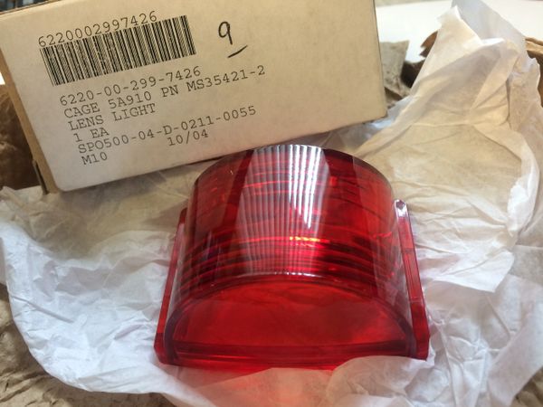 MULTI-VEHICLE LIGHT LENS (RED) MS35421-2, 5220-00-299-7426 NOS