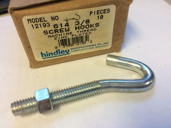 1 BOX HINDLEY HOOK SCREWS ZINC PLATED, 3/8" NEW