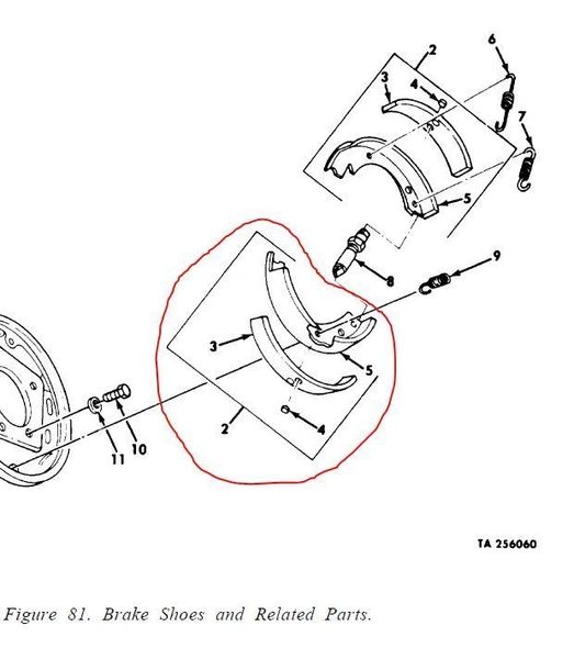 M151 MUTT BRAKESHOE ASSEMBLY 11669180, 12356694 NOS