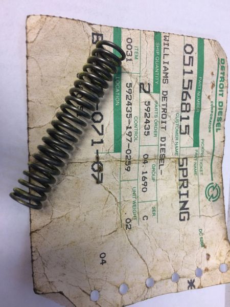 DETROIT DIESEL COMPRESSION SPRING 5156815, 5360-00-527-2322 NOS