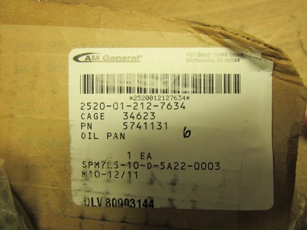 M998 TRANSMISSION OIL PAN 5741131, 8655036, 2520-01-212-7634 NOS