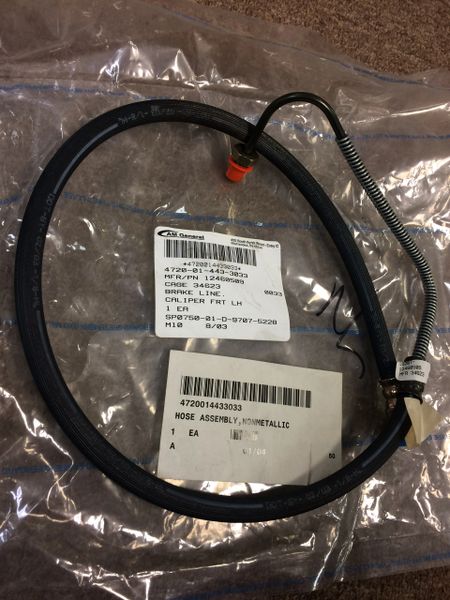 M998 FRONT L.H. BRAKE LINE 12460509, 4720-01-443-3033 NOS