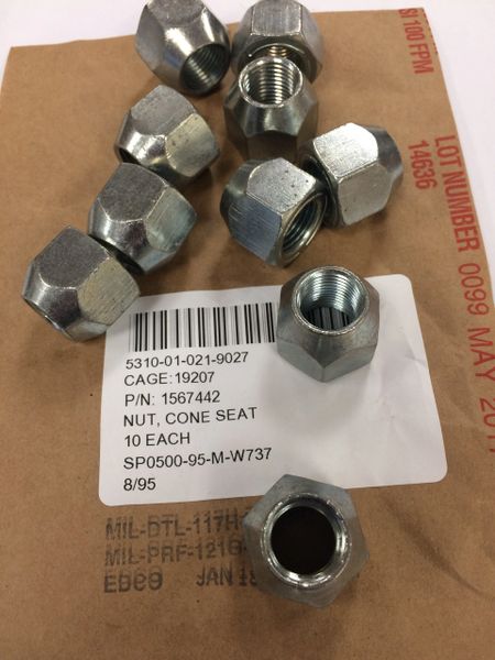 10 M998 CONE WHEEL NUTS 1567442, 5310-01-021-9027 NOS