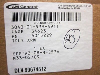 AM GENERAL HUMMER IDLE ARM 6015229 NOS