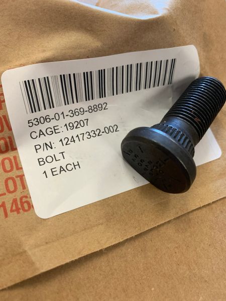 M1078 WHEEL ASSEMBLY BOLT 12417332-002, 5306-01-369-8892