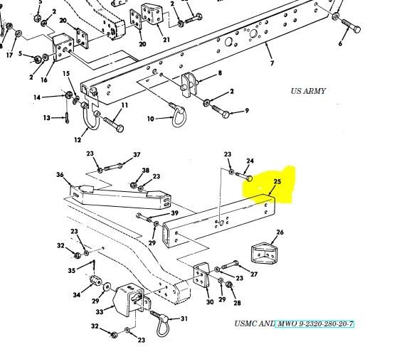 M998 TOWBAR PINTLE 5716242, RCSK18530, 2540-01-476-6609 NOS