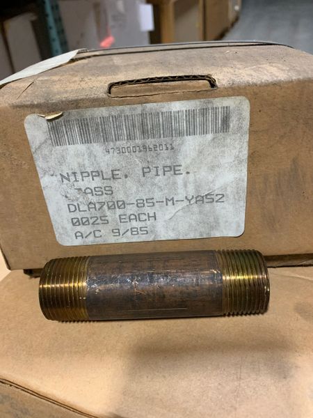 BRASS PIPE NIPPLE 1" X 4.5", MS51846-105, 4730-00-196-2011 NOS