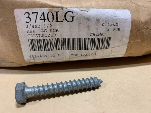 1 BOX 3/8" X 2-1/2" GALVANIZED HEX LAG SCREWS NOS